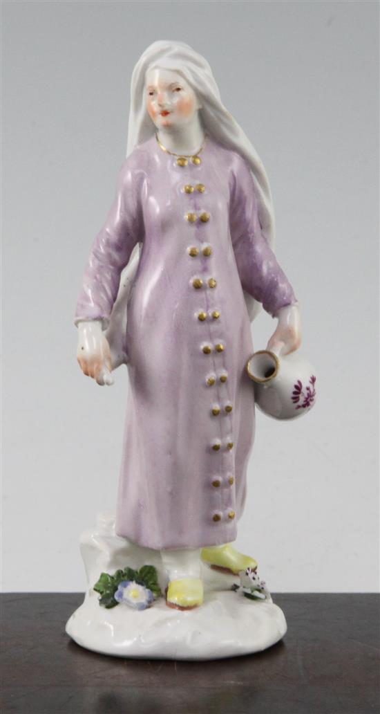 A fine Meissen figure of a Turkish woman, 18th century, 14.5cm, Provenance: Adams Antiques